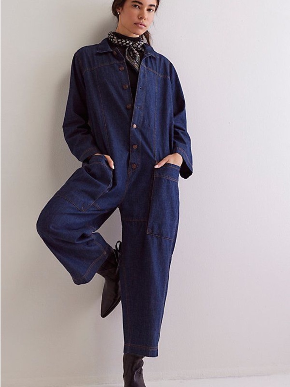 Free People Denim Utility Jumpsuit - Picture 1 of 8